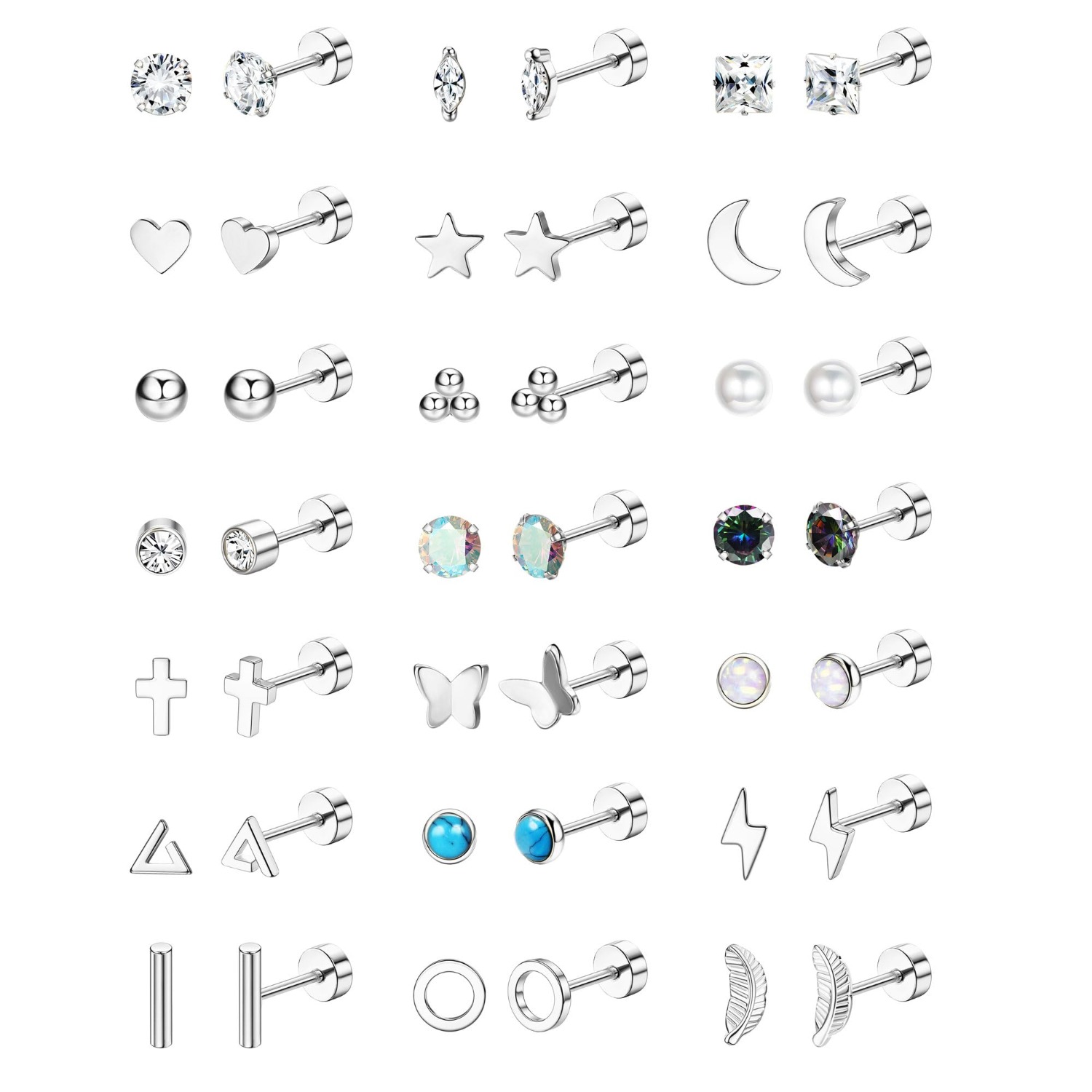 Body Jewelry Surgical Steel - Florideco 1 Para Hipoalergicznych Kolczyków Sztyftów