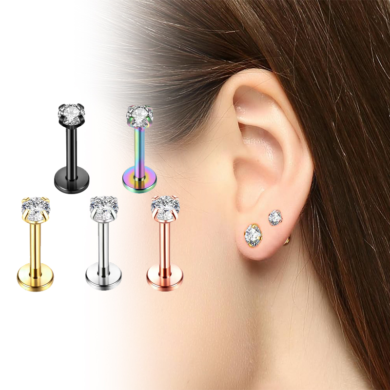 Kolczyki typu stud z cyrkonią  – Body Jewelry Back recenzja i cena